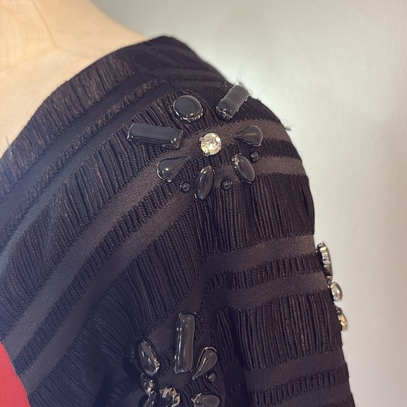 Line & Dot color block muni dress embellished beaded accent statement sleeves M - Picture 7 of 17